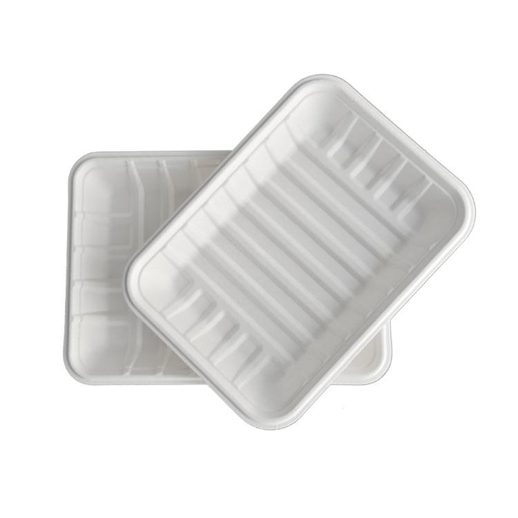 Mannbiotech - 9inch 10inch White Biodegradable Takeaway Bagasse Meat Tray