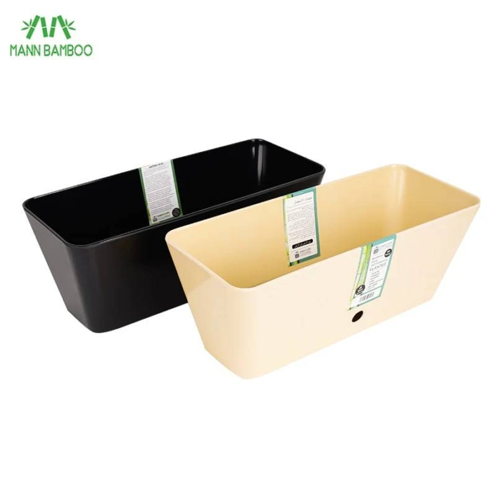Mannbiotech - Biodegradable Bamboo Fibre Rectangle Self-Watering Planter 16 inch Wholesale