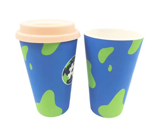 Mannbiotech - Compostable Reusable Iced Coffee Cups with Silicone Lid Distributor 400ml
