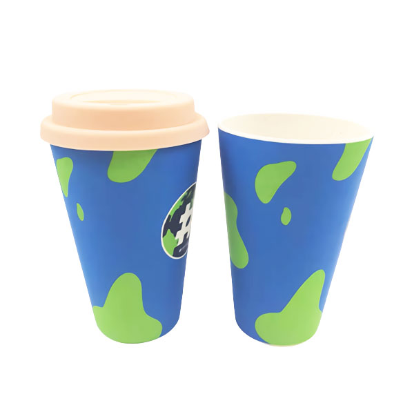 Mannbiotech - Compostable Reusable Iced Coffee Cups with Silicone Lid Distributor 400ml