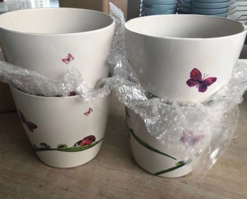Eco-friendly Bamboo Fiber Flower Pot with Custom Design