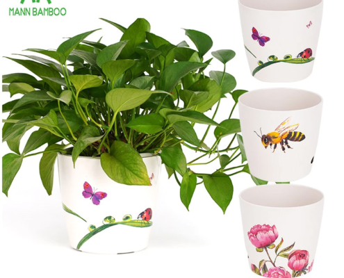 Eco-friendly Bamboo Fiber Flower Pot with Custom Design