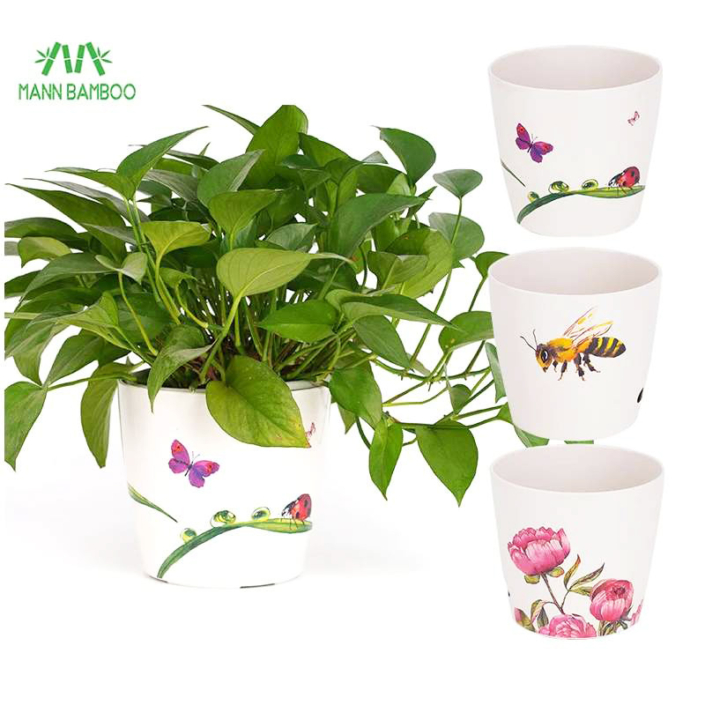 Mannbiotech - Eco-friendly Bamboo Fiber Flower Pot with Custom Design