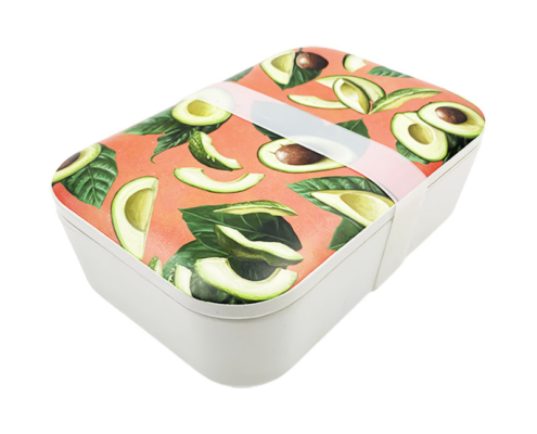 Mannbiotech - Exporter Biodegradable Bamboo Fiber Tableware Customized Logo Lunch Box with Silicone Bandage