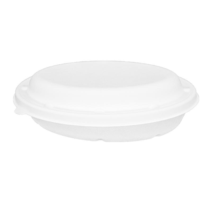 Mannbiotech - Manufacturer of Compostable 25oz Biodegradable Sugarcane Bagasse Oval Bowls with Lid