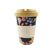 Mannbiotech - 16 oz Personalized Bamboo Coffee Cups Takeaway with Lid and Silicone Sleeve Wholesale