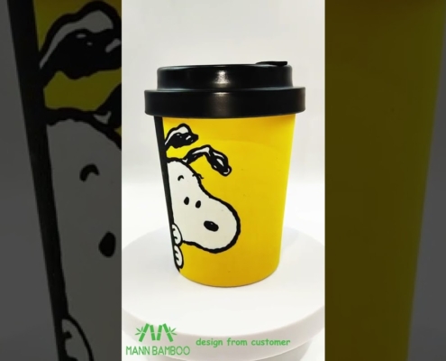 Mannbiotech - Video of Snoopy Bamboo Fiber Personalized Coffee Cups