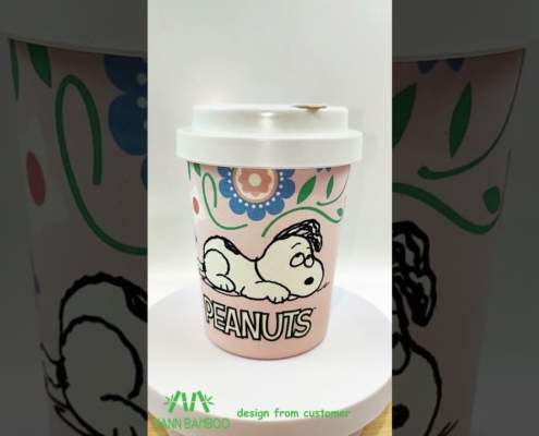 Mannbiotech - Video of Snoopy Bamboo Fiber Biodegradable Cups With Lids